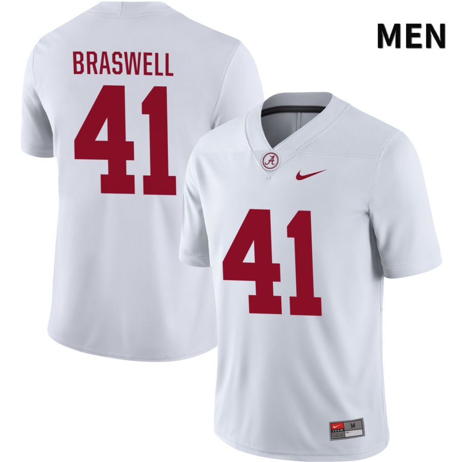 Alabama Crimson Tide Men's Chris Braswell #41 NIL White 2022 NCAA Authentic Stitched College Football Jersey GB16U57MQ